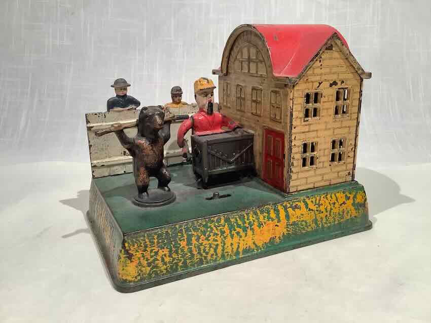 Organ Grinder Dancing Bear Iron Mechanical Bank