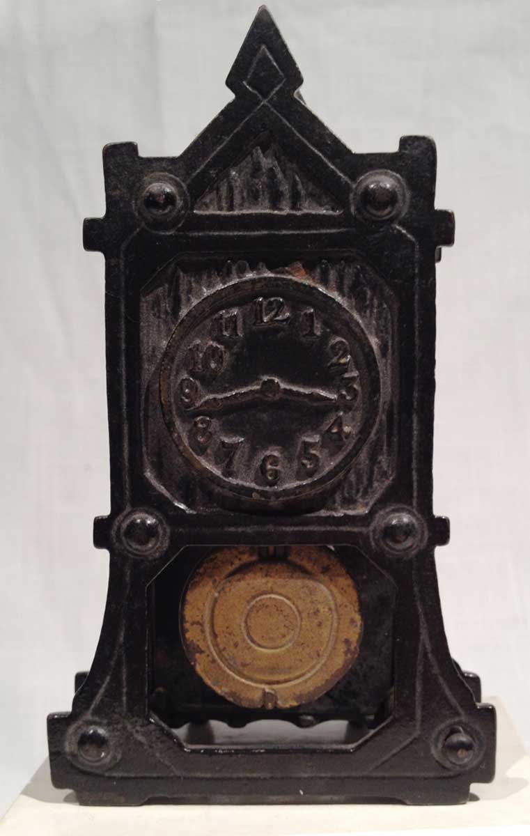 Clock with Movable Pendulum Still Bank, Arcade c. 1923