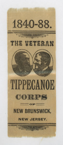 1888 Harrison & Morton Tippecanoe Corps New Brunswick, N.J. Silk Ribbon